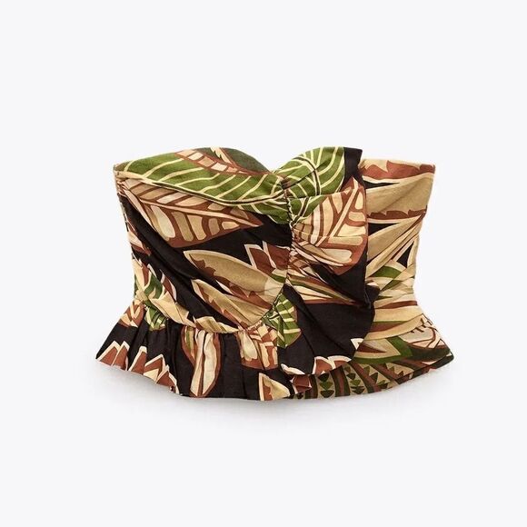 ZARA LINEN BLEND RUFFLED TOP - Picture 7 of 9